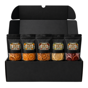Pack de rodajas deshidratadas Huerto de Marley - 5 variedades: mix cítrico, naranja, mandarina, pomelo rojo y pomelo blanco - 100g cada una