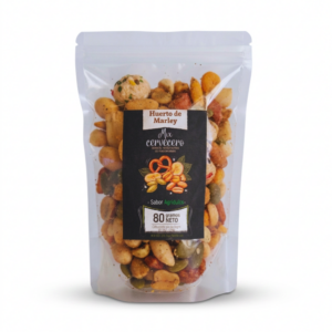 Mix Frutos Secos Cervecero 80g sabor agridulce - Huerto de Marley, snack artesanal con pretzel, plátano deshidratado, maní, maíz y semilla de calabaza