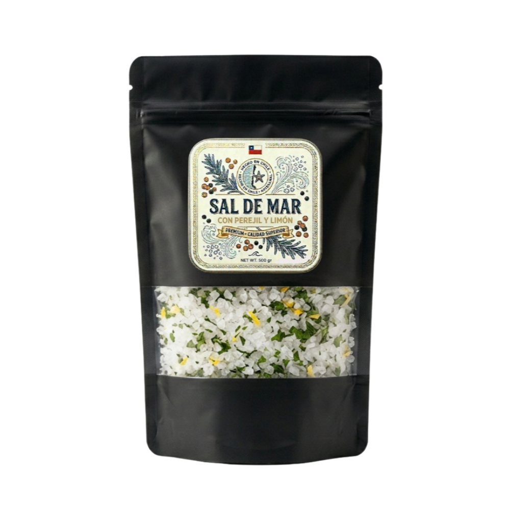 Sal de mar perejil y limon en bolsa DoyPack 500g - Pack Sabores de la Costa, Marlini Gourmet