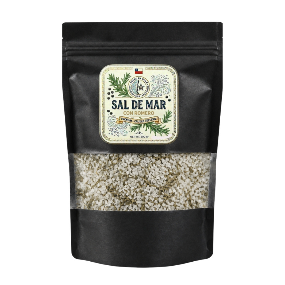 Sal de mar romero en bolsa DoyPack 500g - Pack Maestro Parrillero, Marlini Gourmet