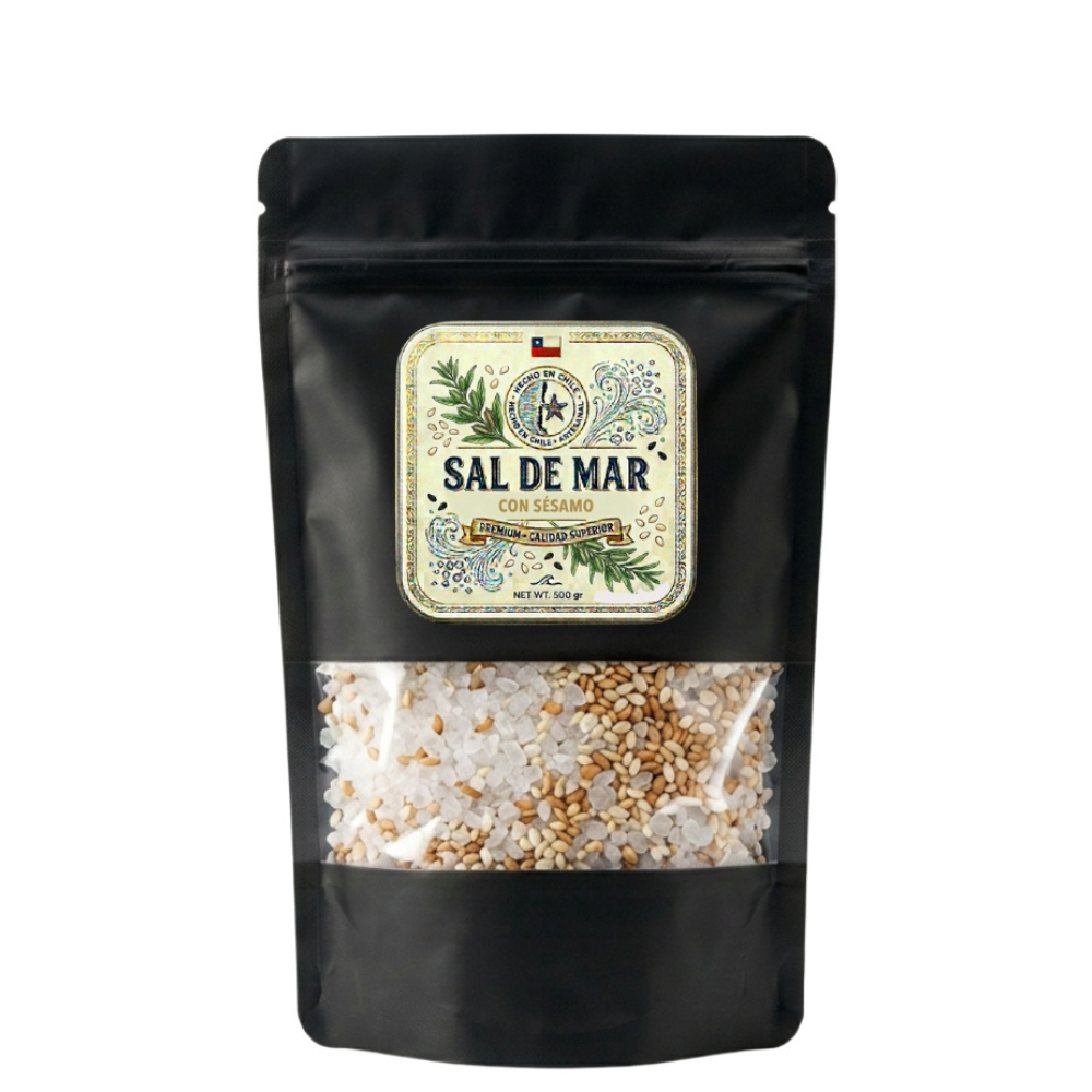 Sal de mar sesamo en bolsa DoyPack 500g - Pack Sabores de la Tierra, Marlini Gourmet