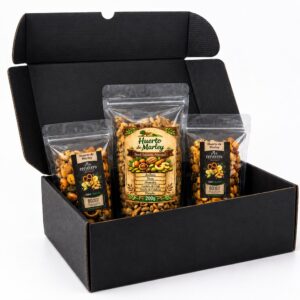 Pack Trío Mix Frutos Secos Huerto de Marley: Mix Superior 200g y dos Mix Cervecero 80g en caja de regalo negra